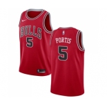 Men's Nike Chicago Bulls #5 Bobby Portis Swingman Red Road NBA Jersey - Icon Edition