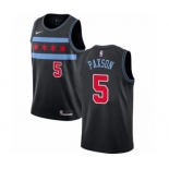 Men's Nike Chicago Bulls #5 John Paxson Authentic Black NBA Jersey - City Edition