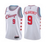 Men's Nike Chicago Bulls #9 Antonio Blakeney Authentic White NBA Jersey - City Edition