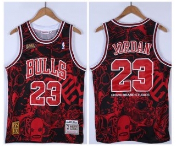 Men's Red Black Chicago Bulls #23 Michael Jordan 1995-96 Throwback Stitched Jersey