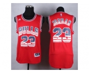 NBA Chicago Bulls #23 Michael Jordan Red jerseys(USA Flag Fashion)