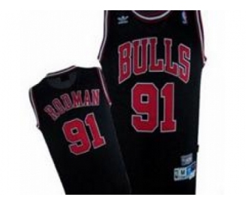 nba Chicago Bulls #91 Rodman Black