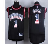 nba chicago bulls #1 rose Black Jerseys(USA Flag Fashion)