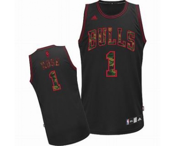 nba chicago bulls #1 rose black[camo fashion swingman]