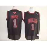 nba chicago bulls #1 rose black[fashion embroidered-1]