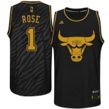 nba chicago bulls #1 rose black[gold lettering fashion]