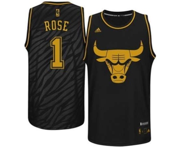 nba chicago bulls #1 rose black[gold lettering fashion]