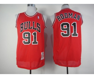 nba chicago bulls #91 rodman m&n red