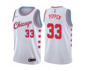 Women Nike Chicago Bulls #33 Scottie Pippen Swingman White NBA Jersey - City Edition