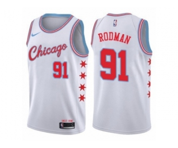 Women Nike Chicago Bulls #91 Dennis Rodman Swingman White NBA Jersey - City Edition