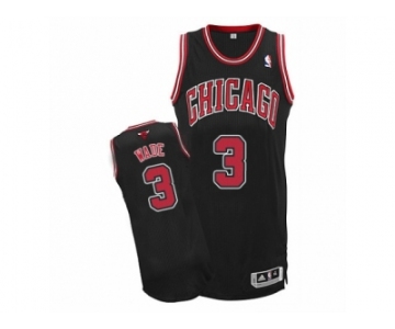 Women's Adidas Chicago Bulls #3 Dwyane Wade Authentic Black Alternate NBA Jersey