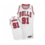 Women's Adidas Chicago Bulls #91 Dennis Rodman Authentic White Home NBA Jersey