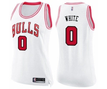 Women's Chicago Bulls #0 Coby White Swingman White Pink Fashion Basketball Jersey