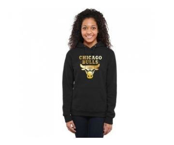 Women''s Chicago Bulls Gold Collection Pullover Hoodie Black