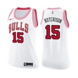 Women's Nike Chicago Bulls #15 Chandler Hutchison Swingman White Pink Fashion NBA Jersey