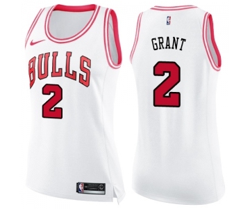 Women's Nike Chicago Bulls #2 Jerian Grant Swingman WhitePink Fashion NBA Jersey