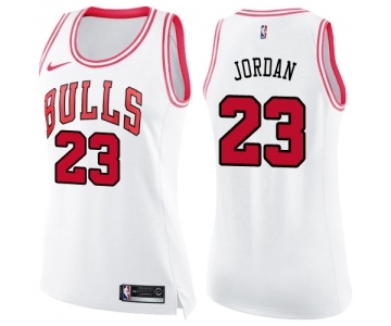 Women's Nike Chicago Bulls #23 Michael Jordan Swingman WhitePink Fashion NBA Jersey