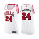 Women's Nike Chicago Bulls #24 Lauri Markkanen Swingman WhitePink Fashion NBA Jersey