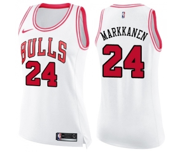 Women's Nike Chicago Bulls #24 Lauri Markkanen Swingman WhitePink Fashion NBA Jersey