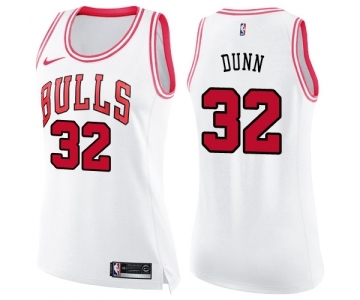 Women's Nike Chicago Bulls #32 Kris Dunn Swingman WhitePink Fashion NBA Jersey