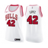 Women's Nike Chicago Bulls #42 Robin Lopez Swingman WhitePink Fashion NBA Jersey