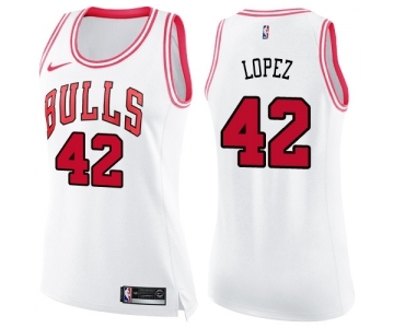 Women's Nike Chicago Bulls #42 Robin Lopez Swingman WhitePink Fashion NBA Jersey