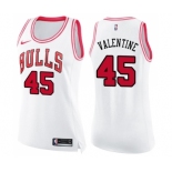 Women's Nike Chicago Bulls #45 Denzel Valentine Swingman WhitePink Fashion NBA Jersey