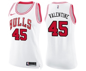 Women's Nike Chicago Bulls #45 Denzel Valentine Swingman WhitePink Fashion NBA Jersey