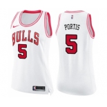 Women's Nike Chicago Bulls #5 Bobby Portis Swingman WhitePink Fashion NBA Jersey