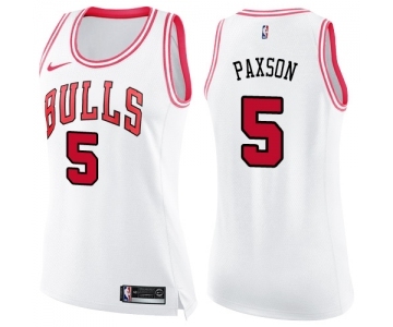 Women's Nike Chicago Bulls #5 John Paxson Swingman WhitePink Fashion NBA Jersey