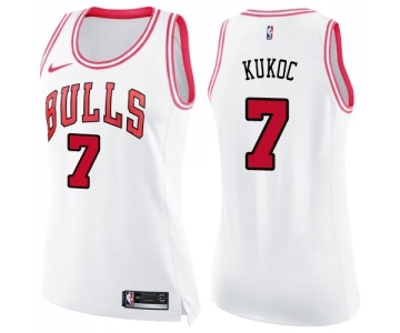 Women's Nike Chicago Bulls #7 Toni Kukoc Swingman WhitePink Fashion NBA Jersey