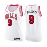 Women's Nike Chicago Bulls #9 Antonio Blakeney Swingman White Pink Fashion NBA Jersey