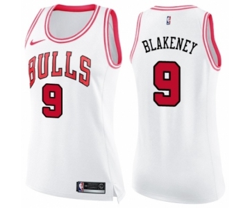 Women's Nike Chicago Bulls #9 Antonio Blakeney Swingman White Pink Fashion NBA Jersey