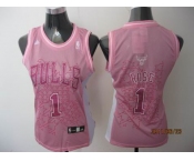 women nba chicago bulls #1 derrick rose pink