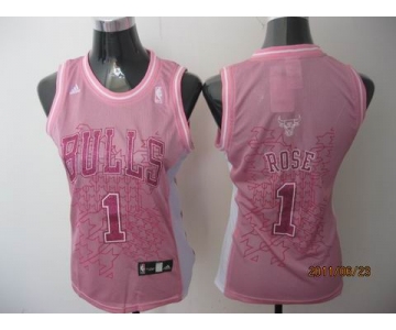 women nba chicago bulls #1 derrick rose pink