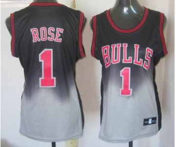 women nba chicago bulls #1 rose black-grey