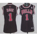 women nba chicago bulls #1 rose black[red strip]revolution 30 swingman]