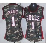 women nba chicago bulls #1 rose camo