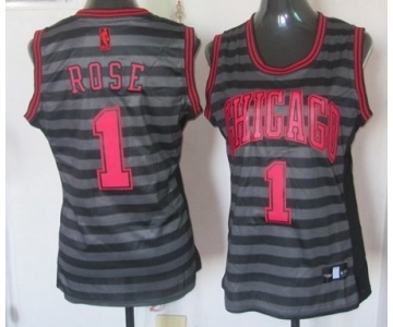 women nba chicago bulls #1 rose grey[black strip]