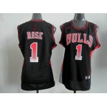 women nba jerseys chicago bulls #1 rose black[limited edition]