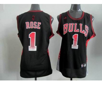 women nba jerseys chicago bulls #1 rose black[limited edition]