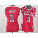 women nba jerseys chicago bulls #1 rose red