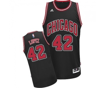 Youth Adidas Chicago Bulls #42 Robin Lopez Swingman Black Alternate NBA Jersey