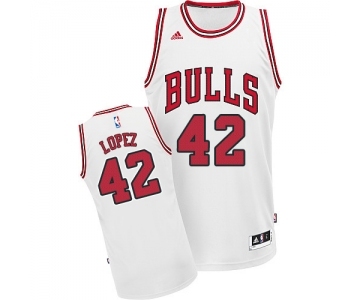 Youth Adidas Chicago Bulls #42 Robin Lopez Swingman White Home NBA Jersey