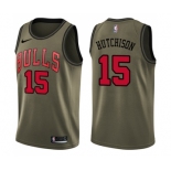 Youth Nike Chicago Bulls #15 Chandler Hutchison Swingman Green Salute to Service NBA Jersey