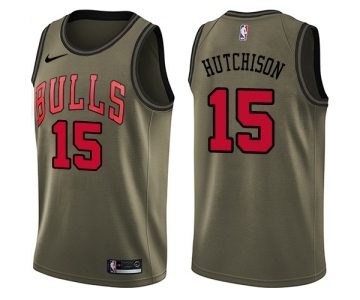 Youth Nike Chicago Bulls #15 Chandler Hutchison Swingman Green Salute to Service NBA Jersey