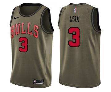 Youth Nike Chicago Bulls #3 Omer Asik Swingman Green Salute to Service NBA Jersey