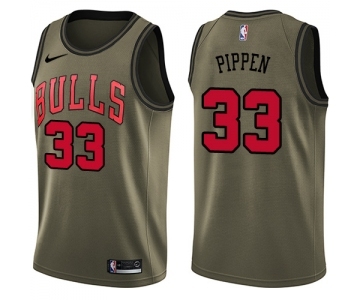 Youth Nike Chicago Bulls #33 Scottie Pippen Swingman Green Salute to Service NBA Jersey