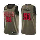 Youth Nike Chicago Bulls #91 Dennis Rodman Swingman Green Salute to Service NBA Jersey