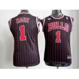 youth nba chicago bulls #1 rose black[red strip]